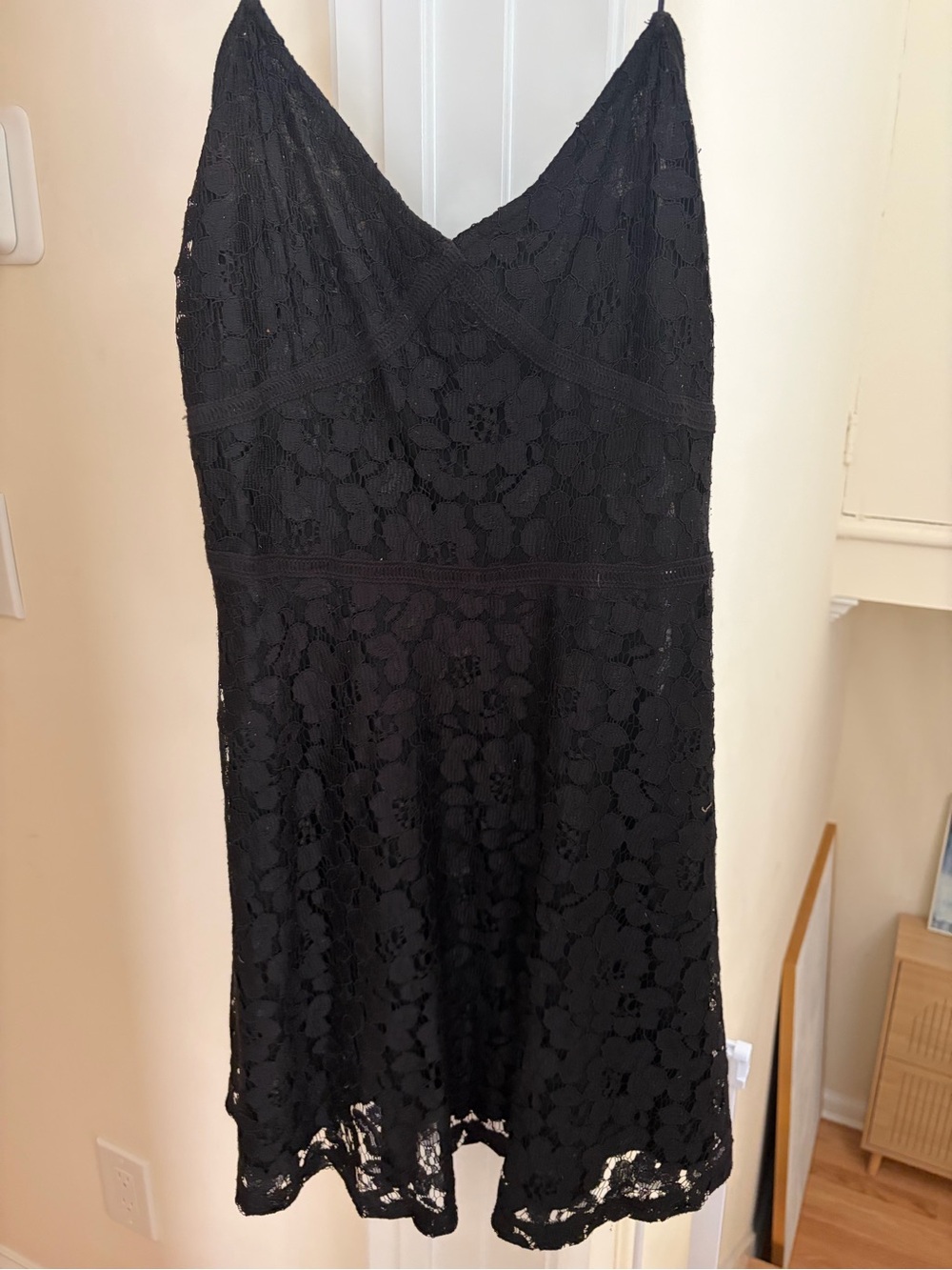 Paper crane Black Floral Lace Mini Dress Like New